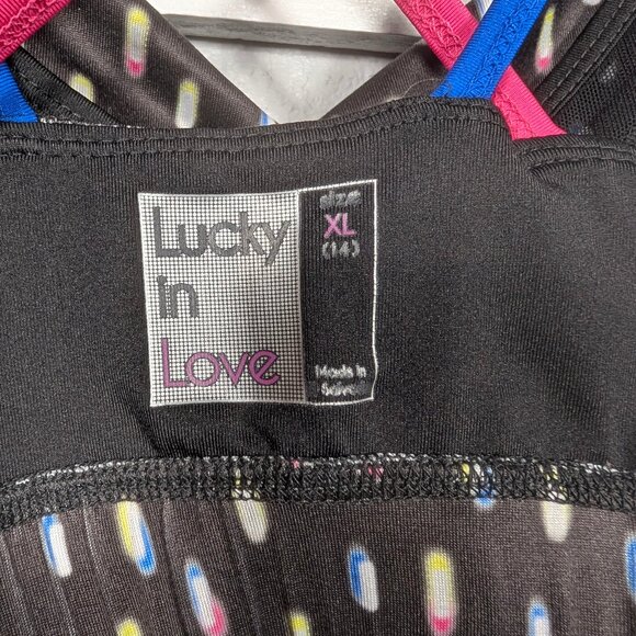 Lucky in Love Neon Lights Let it Glow Tank Top Womens XL built in bra black Cami - Picture 4 of 10